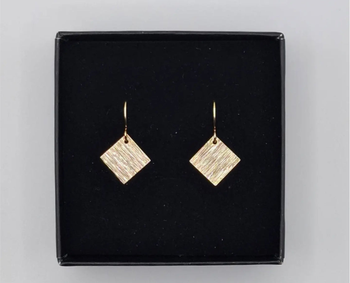 AURALINA BRASS SQUARE EARRINGS