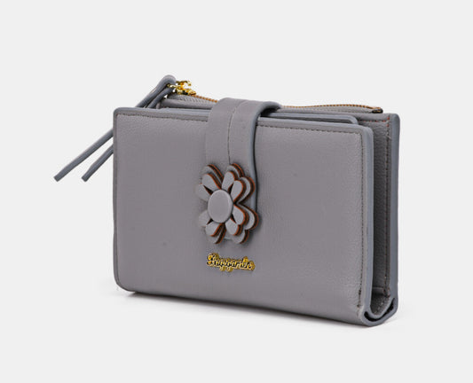 FLOWER WALLET - GREY
