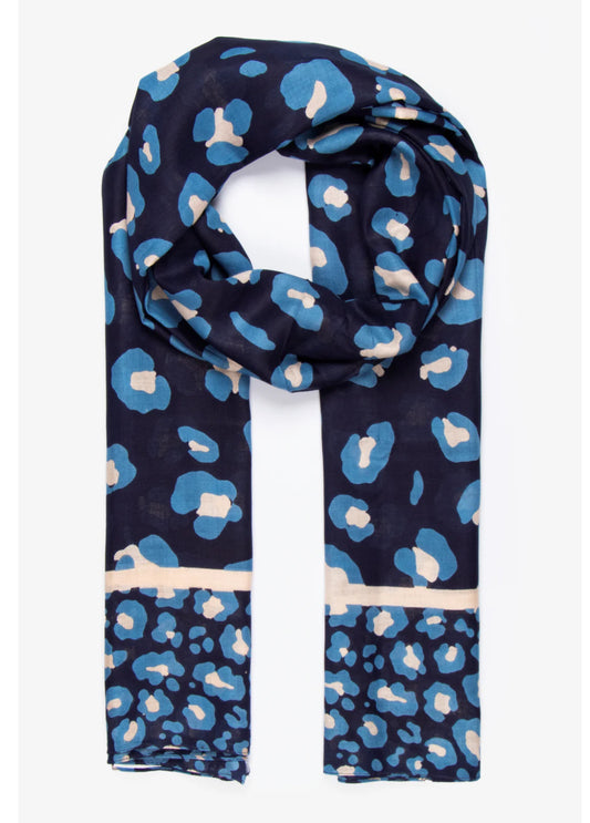 LEOPARD PRINT SCARF - NAVY