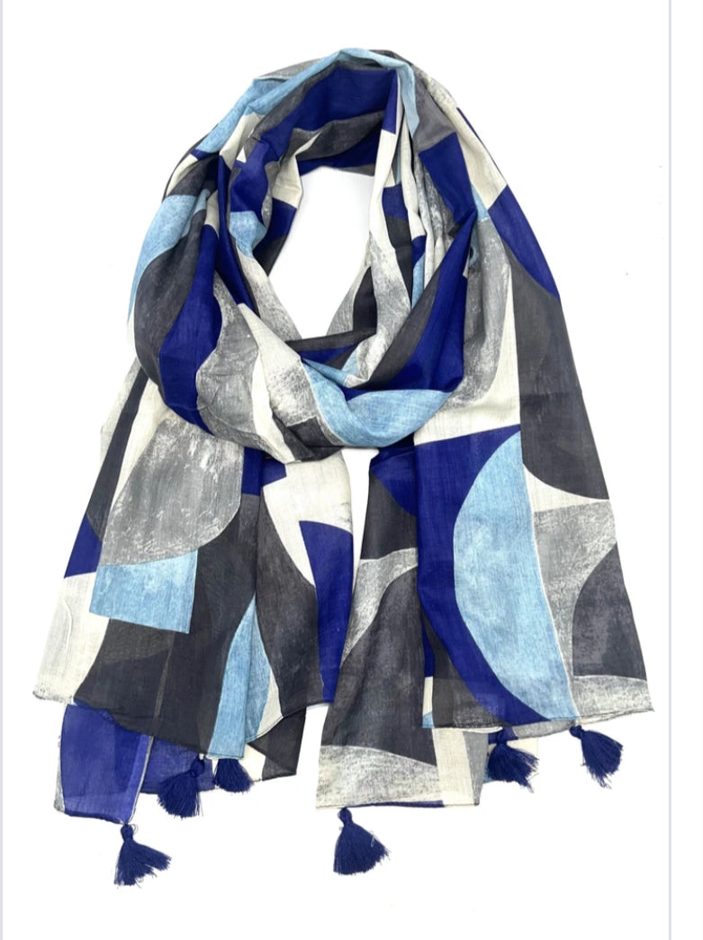 COTTON ABSTRACT PRINT SCARF
