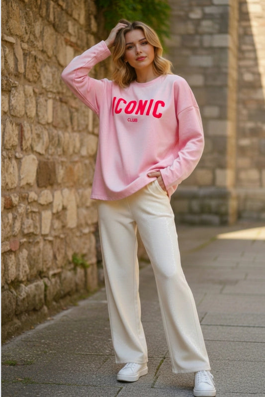COTTON OVERSIZED ICONIC SWEATSHIRT- 12-18 - PINK