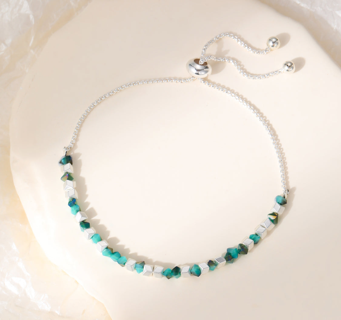 SQUARE BEAD TOGGLE BRACELET- TURQUOISE