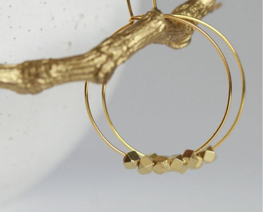 KAIKO - BRASS BEAD HOOP EARRINGS