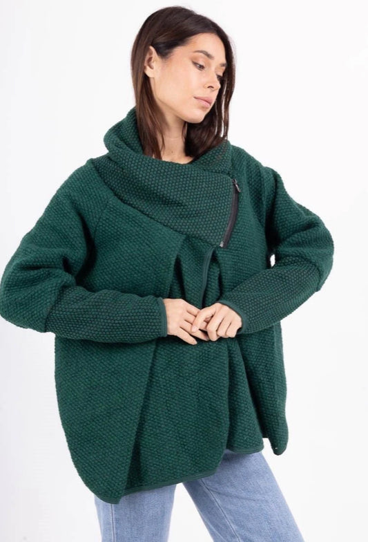 ASYMMETRIC ZIP JACKET - 10-16 - GREEN