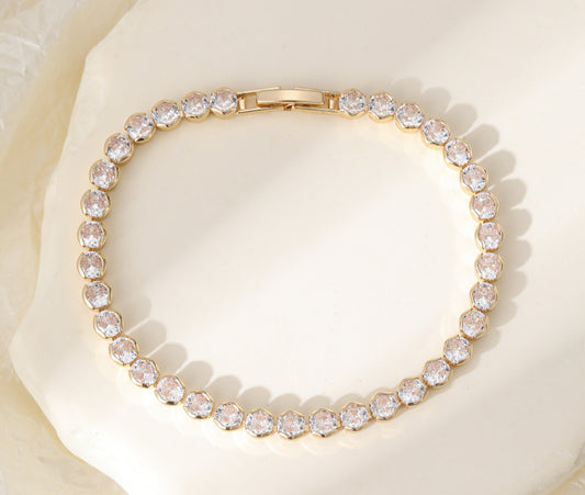 CRYSTAL TENNIS BRACELET - GOLD