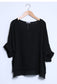 LAYERED HEM LINEN TOP - 10-16 - BLACK