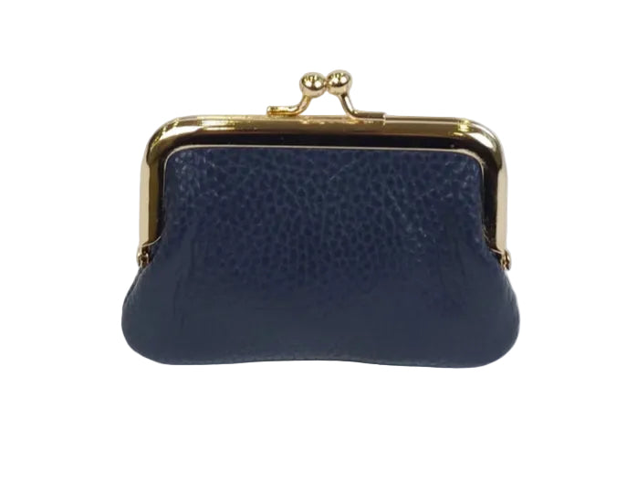 LEATHER GRANNY PURSE - NAVY