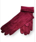 VELOUR GLOVES - BURGUNDY