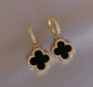 CRYSTAL PETAL EARRINGS - BLACK