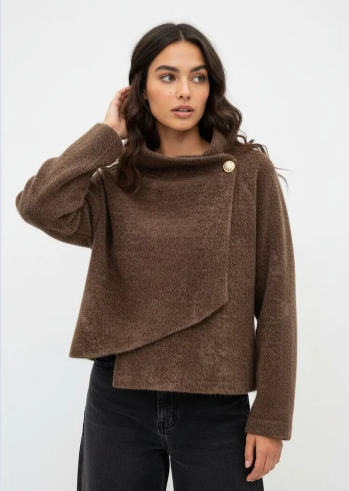 SIDE TIE COAT - 10-16 - CHOCOLATE