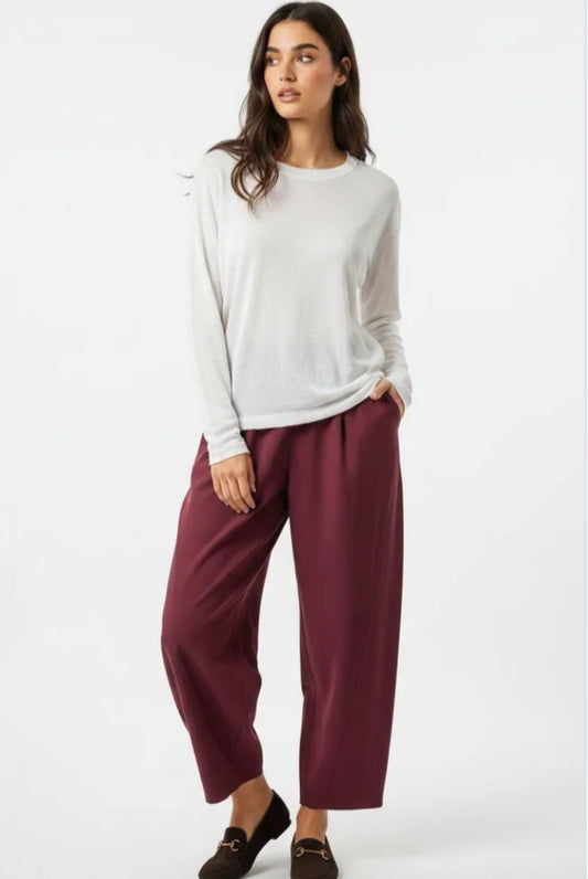BARREL CUT PANTS - 10-16 - BURGUNDY