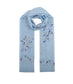 COTTON BLEND EMBROIDERED SCARF - BLUE
