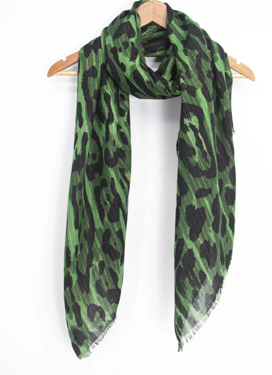 LEOPARD PRINT SCARF - GREEN