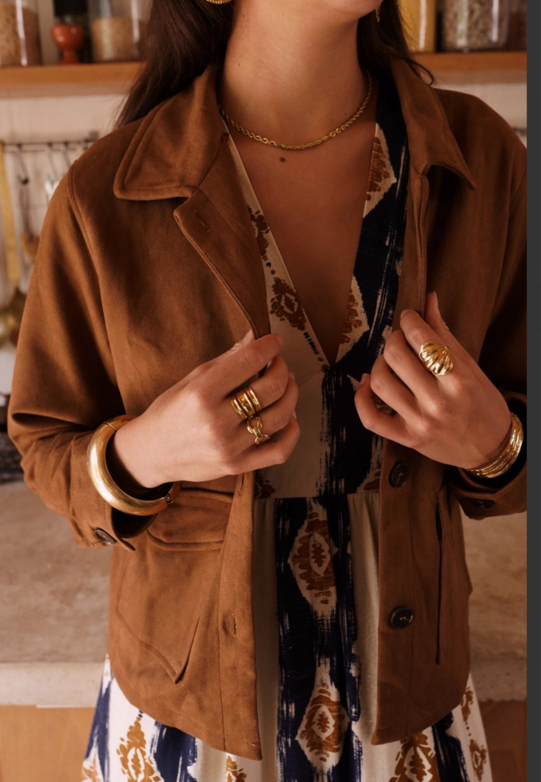 SUEDETTE JACKET - 8-12 - CAMEL