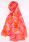 COTTON BLEND LEAF PRINT SCARF- RED