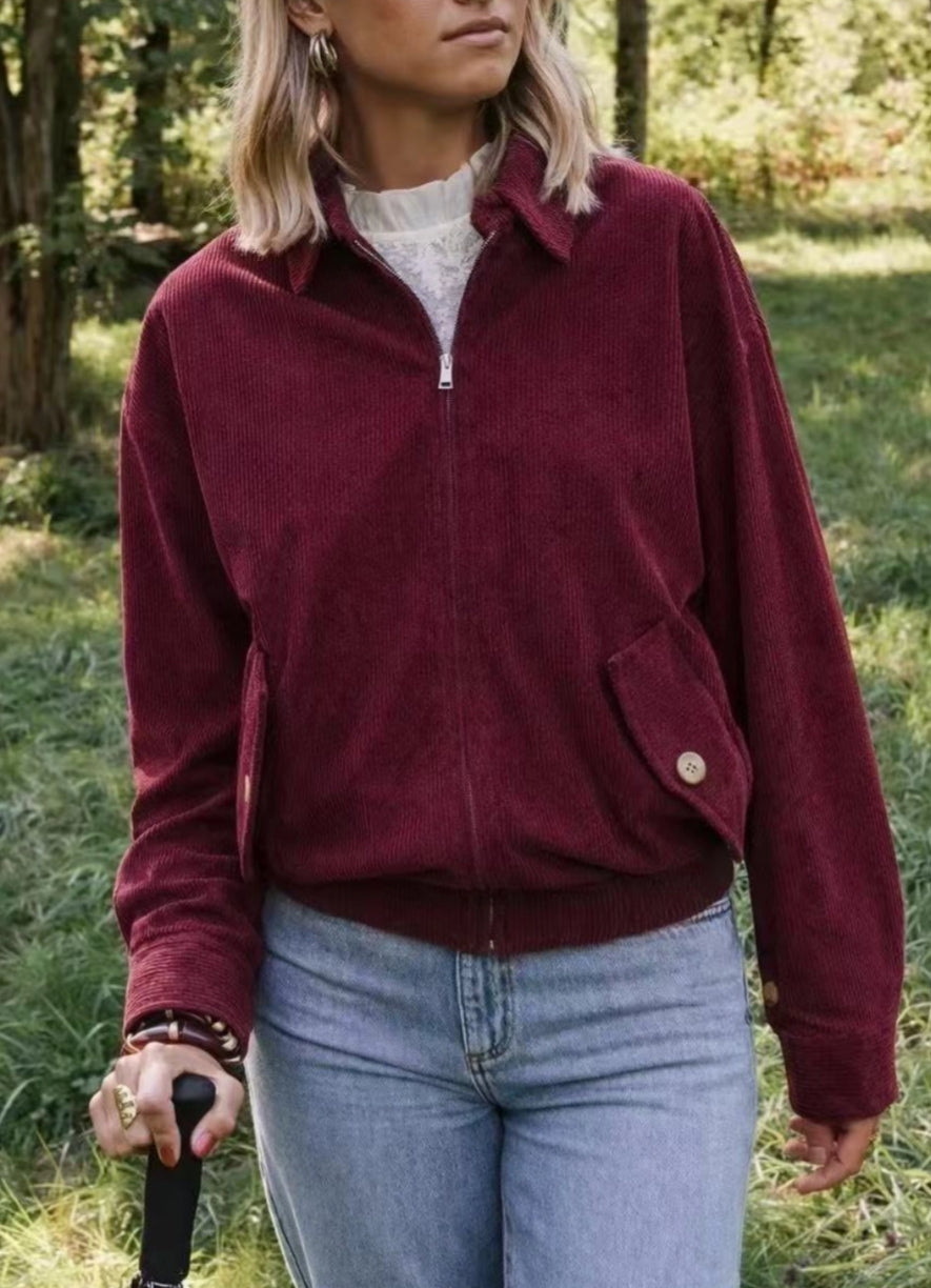 CORD BOMBER JACKET - 12-16 - BURGUNDY