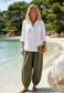 COTTON ELASTIC HEM PANTS - 10-16- KHAKI