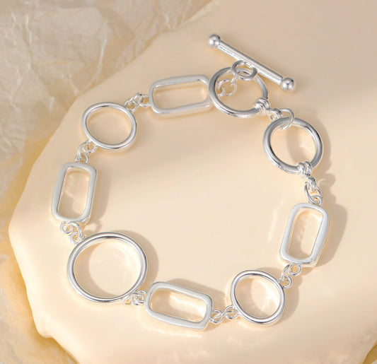 GEOMETRIC T- BAR BRACELET - SILVER