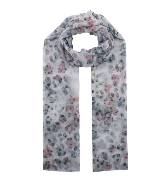 LEOPARD PRINT SCARF - GREY
