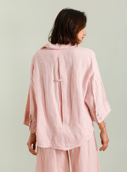 OVERSIZED LINEN SHIRT - 10-16 - PINK