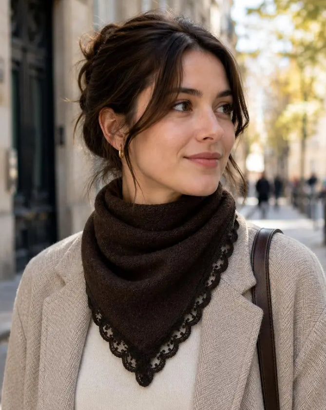LACE TRIM TRIANGLE SCARF