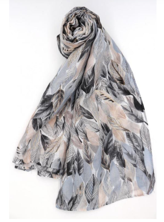 FLORAL PRINT SCARF - GREY