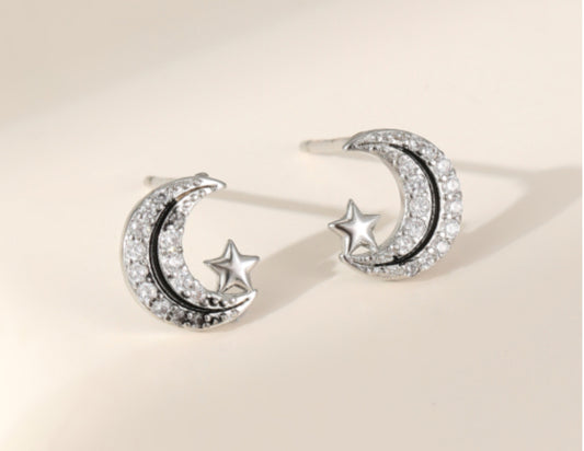 CRYSTAL MOON EARRINGS