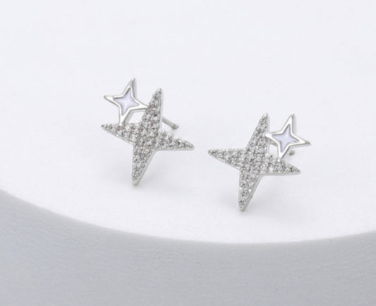 CRYSTAL STAR STUD - SILVER