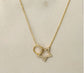 STAINLESS STEEL CUBIC ZIRCONIA STAR & CIRCLE NECKLACE