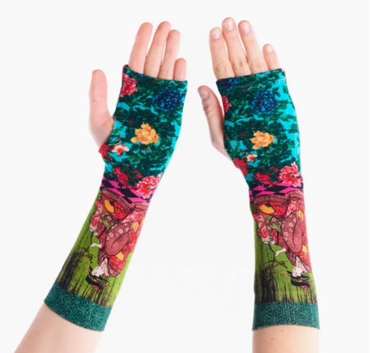 COTTON BLEND KNIT MITTENS - MADE IN ITALY