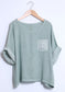 COTTON/LINEN BLEND POCKET TOP - 10-16 - MINT