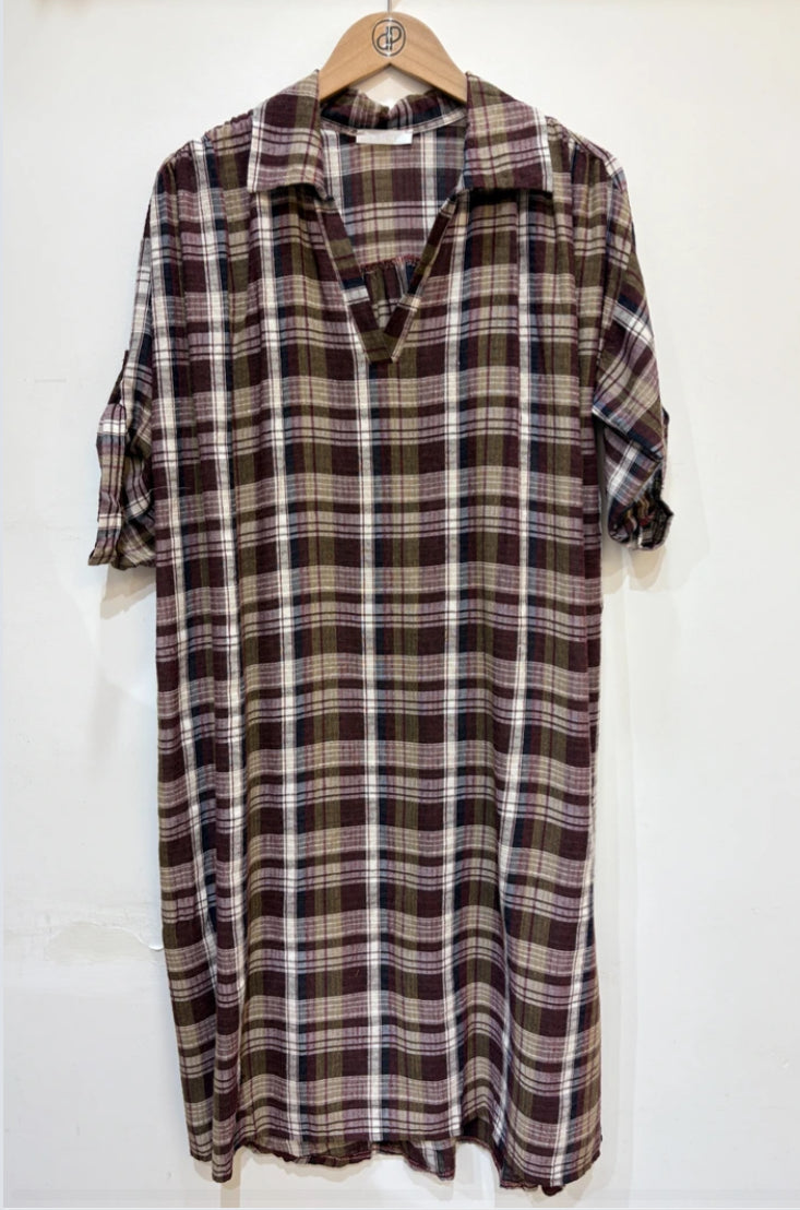 COTTON BLEND SHIRT DRESS - 10-16 - PURPLE