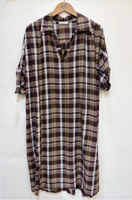 COTTON BLEND SHIRT DRESS - 10-16 - PURPLE