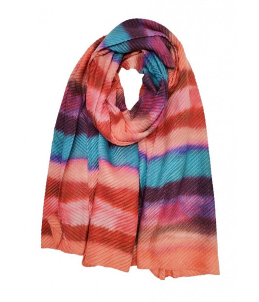 ACCORDION PLEAT LIGHT SCARF- ORANGE