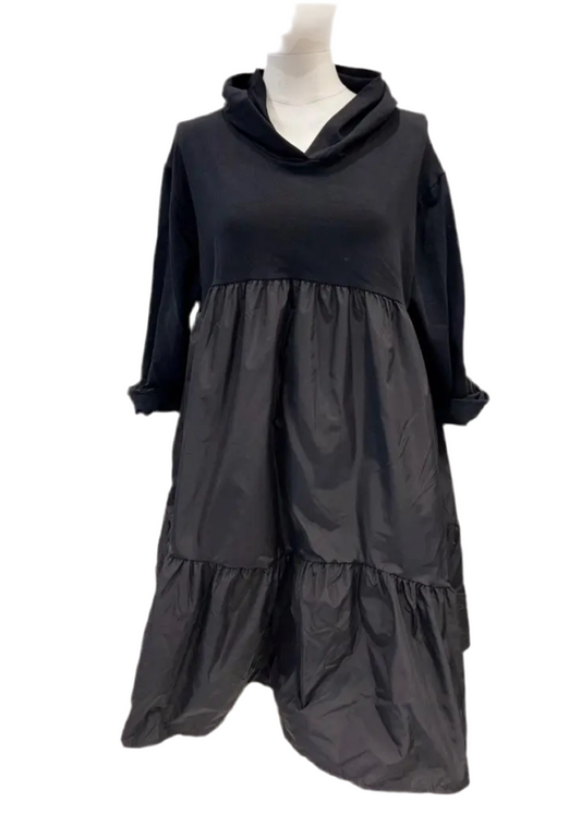 HOODED DRESS WITH TAFFETA SKIRT - 12-16/18