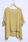 COTTON/LINEN BLEND DIP HEM TOP - 10-16 - OCHRE