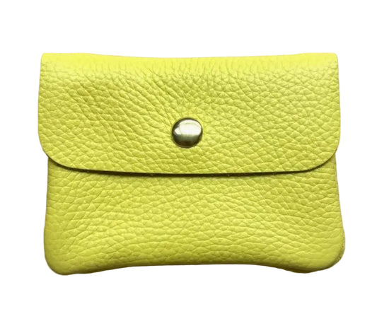 LEATHER CARD WALLET - NEON YELLOW