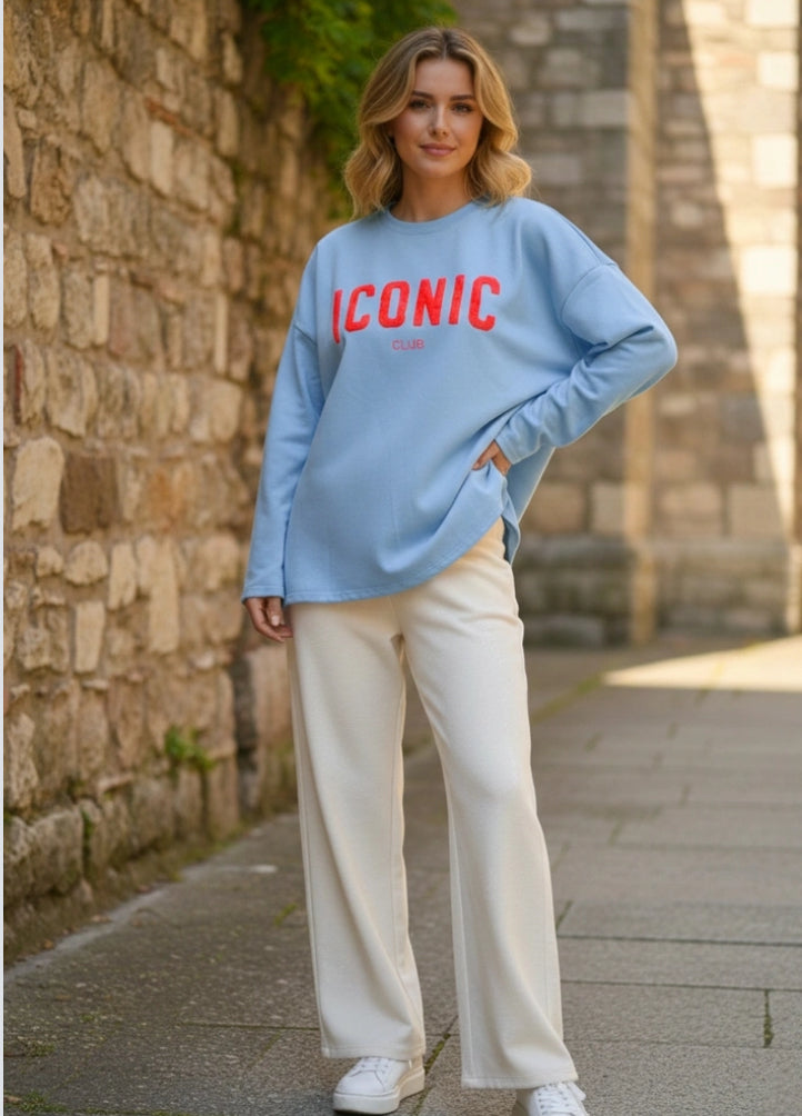 COTTON OVERSIZED ICONIC SWEATSHIRT- 12-18 - BLUE