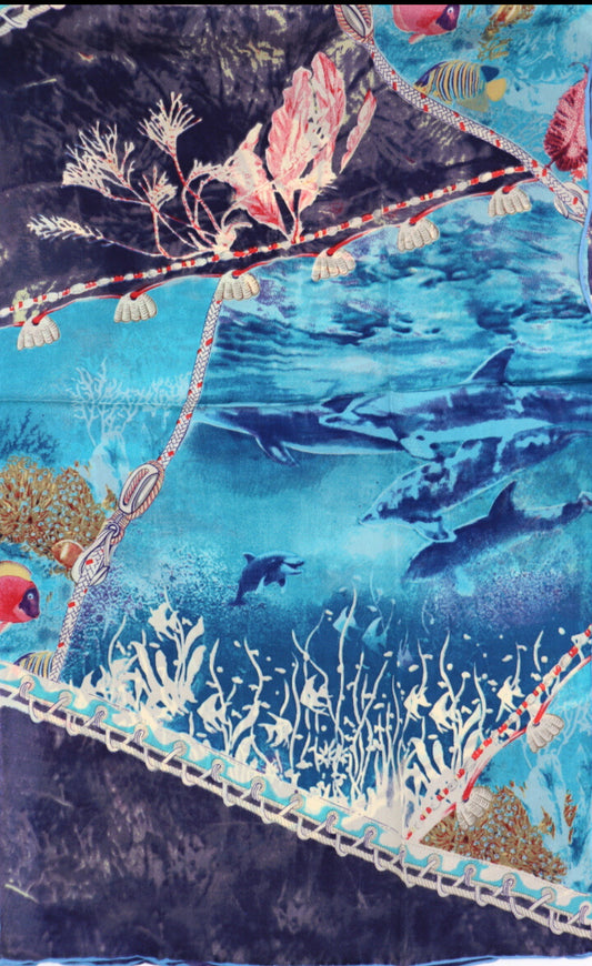 100% SILK SCARF - BLUE