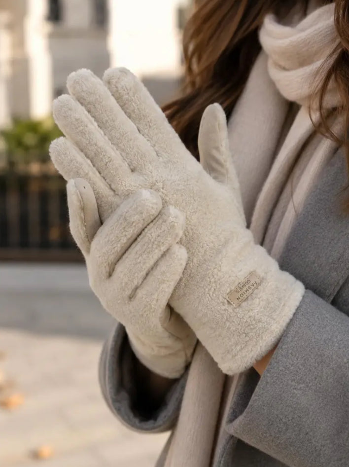 TEDDY GLOVES - BEIGE