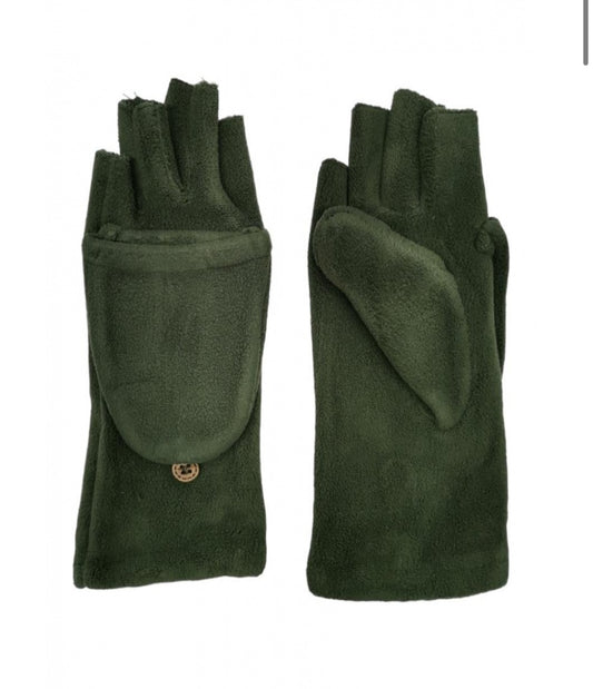 FLEECE MITTEN/FINGERLESS GLOVES - KHAKI