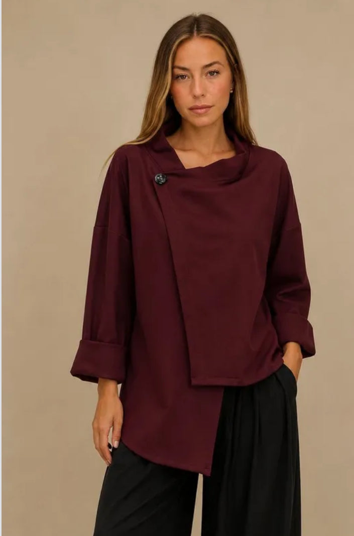 SIDE TIE JACKET - 10-14 - BURGUNDY